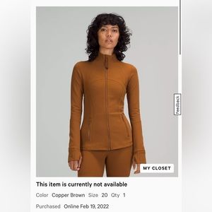 Lululemon Define Jacket - Copper Brown - 20